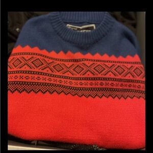 VTG Obermeyer Nordic ski Blue/Red Fair Isle Patterned Men's Baggy Sweater